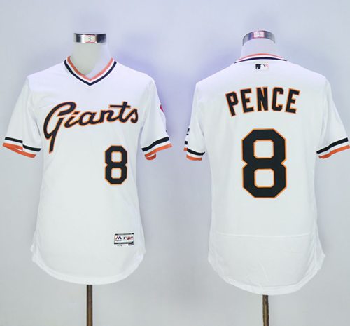 Giants #8 Hunter Pence White Flexbase Authentic Collection Cooperstown Stitched MLB Jersey - Click Image to Close